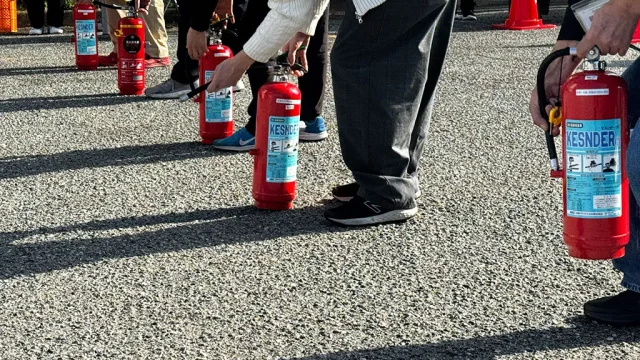 リナビス工場の防災避難訓練