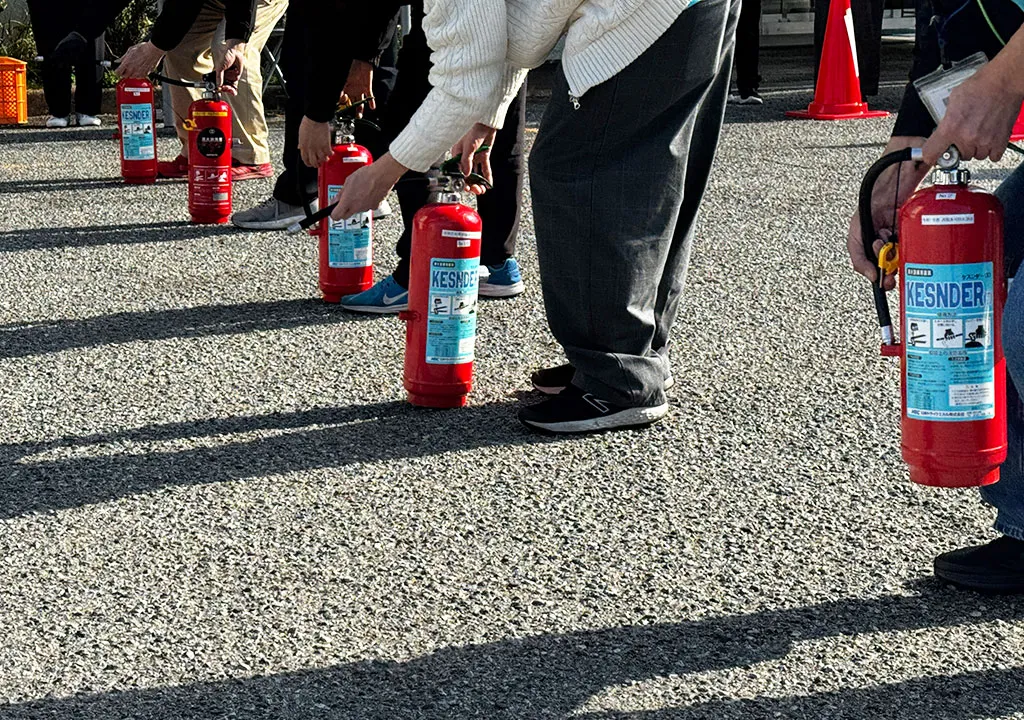 リナビス工場の防災避難訓練