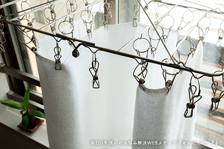 6.薄手の大物類には「じゃばら干し」