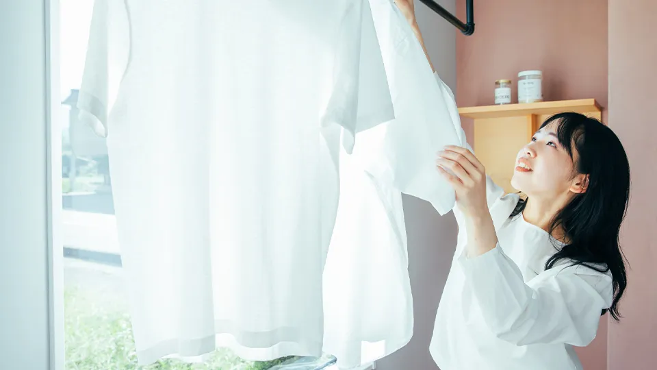 日陰で干す様子